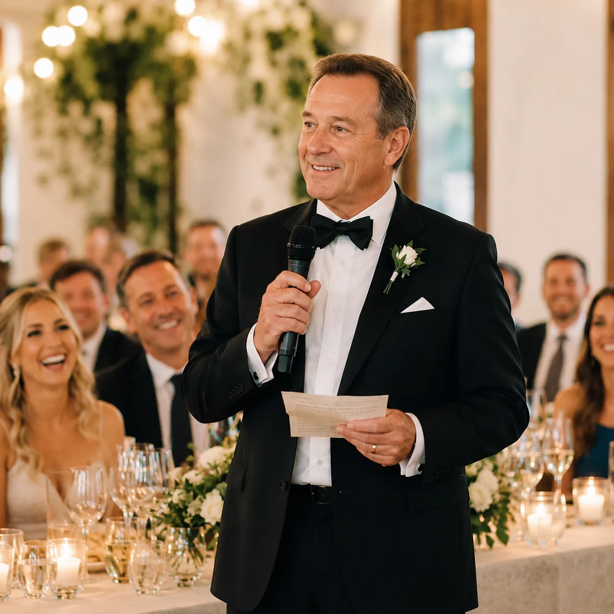 Father of the bride toasting at the wedding reception