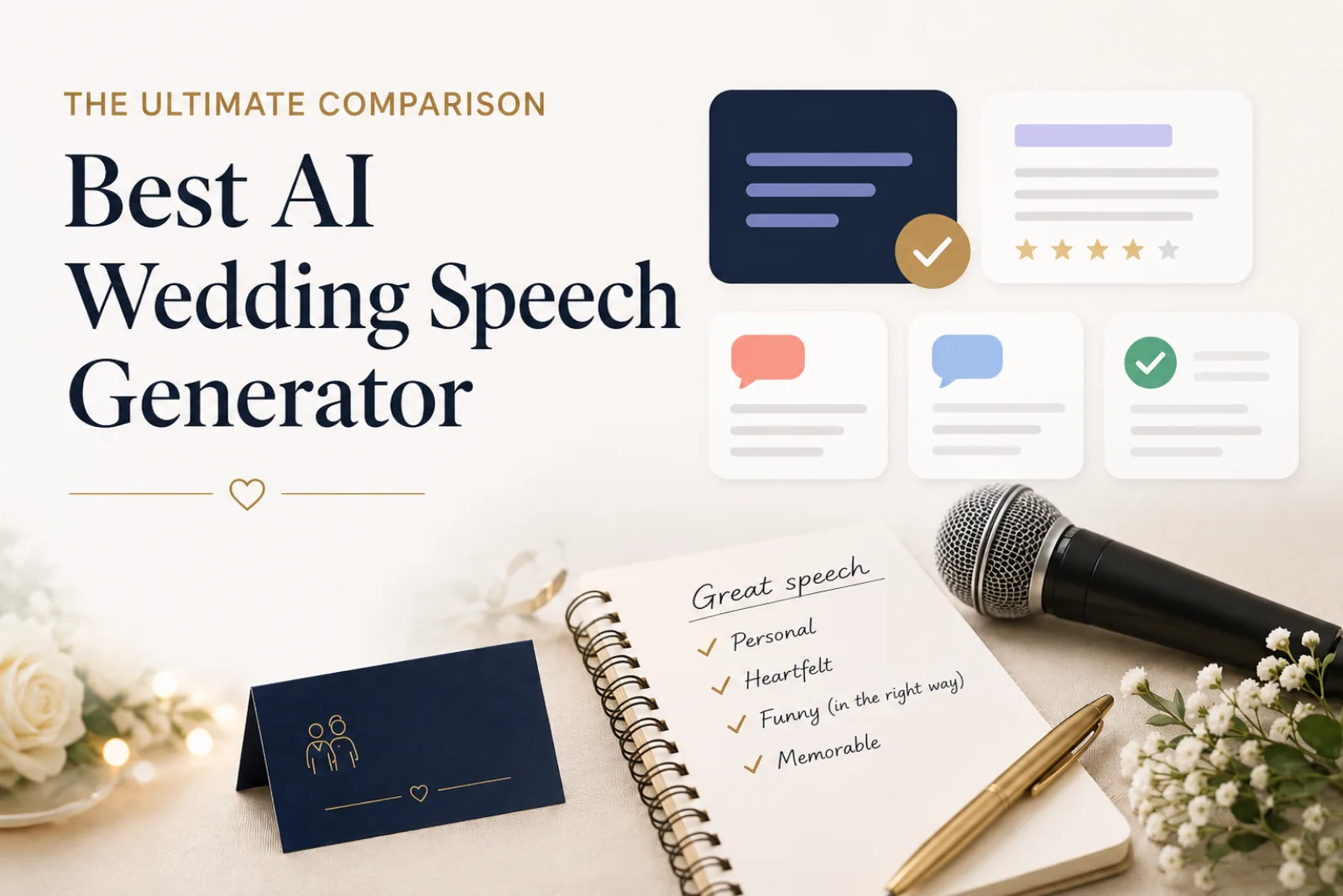 Best AI Wedding Speech Generator: Evermore vs ToastWiz, ToastPal, SpeechyAI, and ChatGPT
