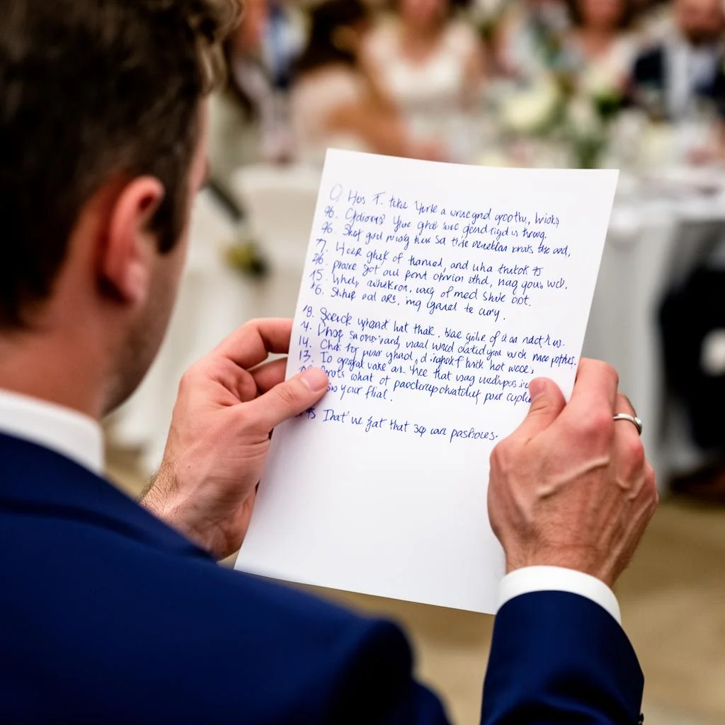 Father of the bride reviewing speech notes