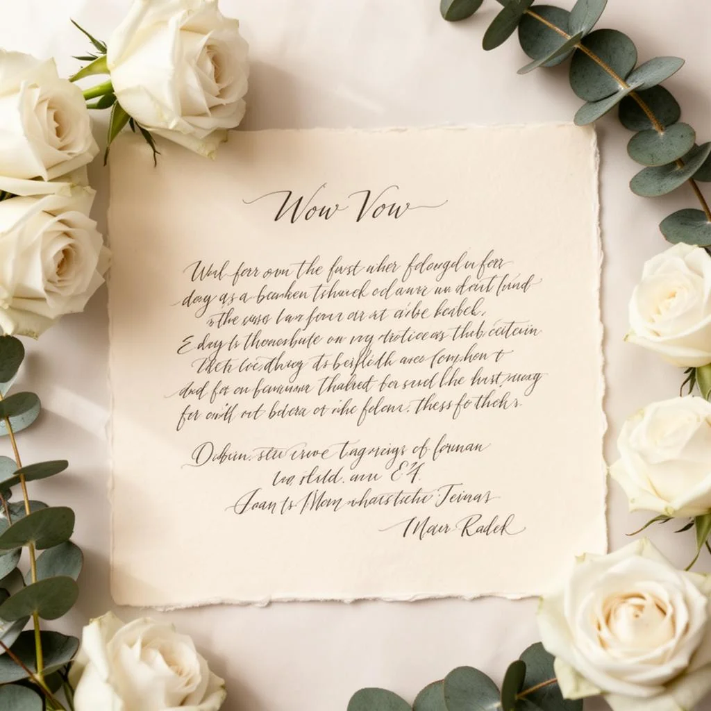 Wedding vow cards with handwritten promises